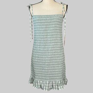 NWT Reformation Gemini Mini Dress Womens XL Green Check Gingham